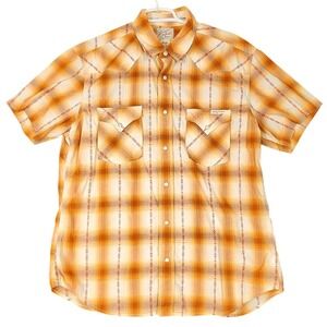 Lucky Brand Western Plaid Shirt‎ Mens Large Short Sleeve Button Up Casual